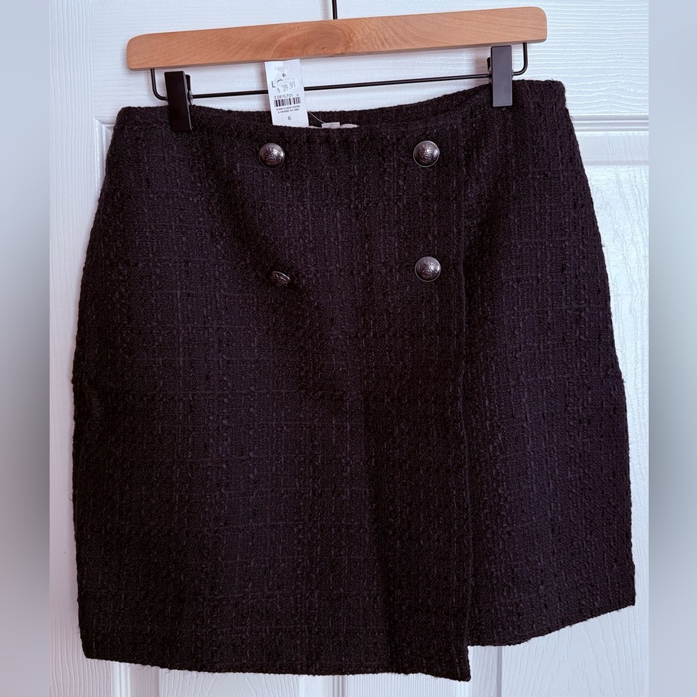 LOFT Black Textured Pencil Skirt